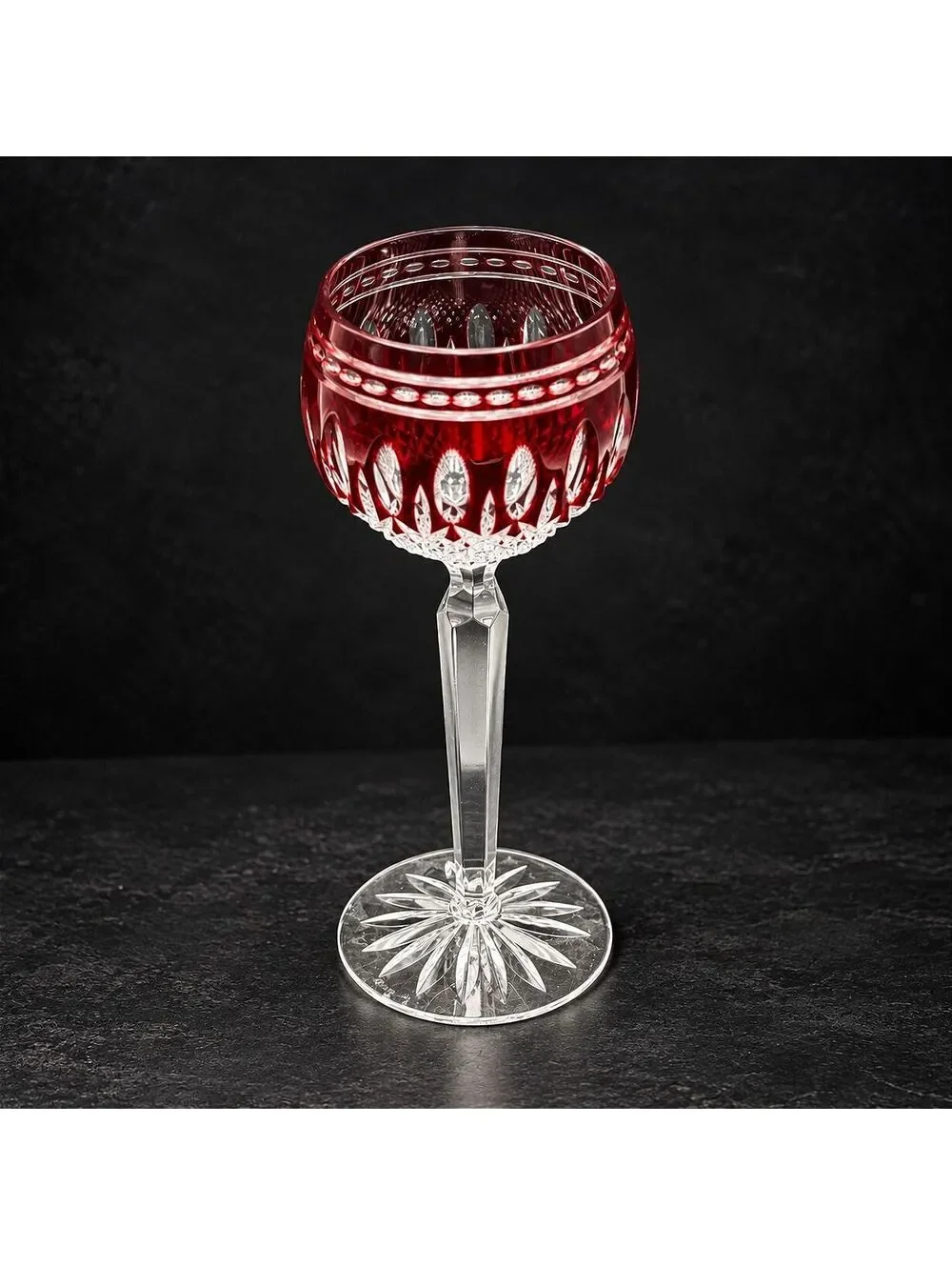 Set of 2 Rare Vtg. WATERFORD Clarendon Ruby Red Lead Crystal Wine Glass Stemware
